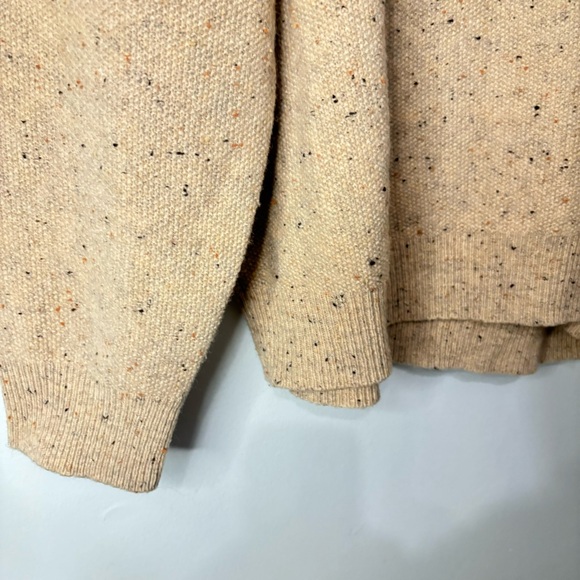 Jos. A. Bank Lambswool Fisherman Sweater Mens XL Oat Quarter-Zip Knit Pullover - Picture 3 of 7